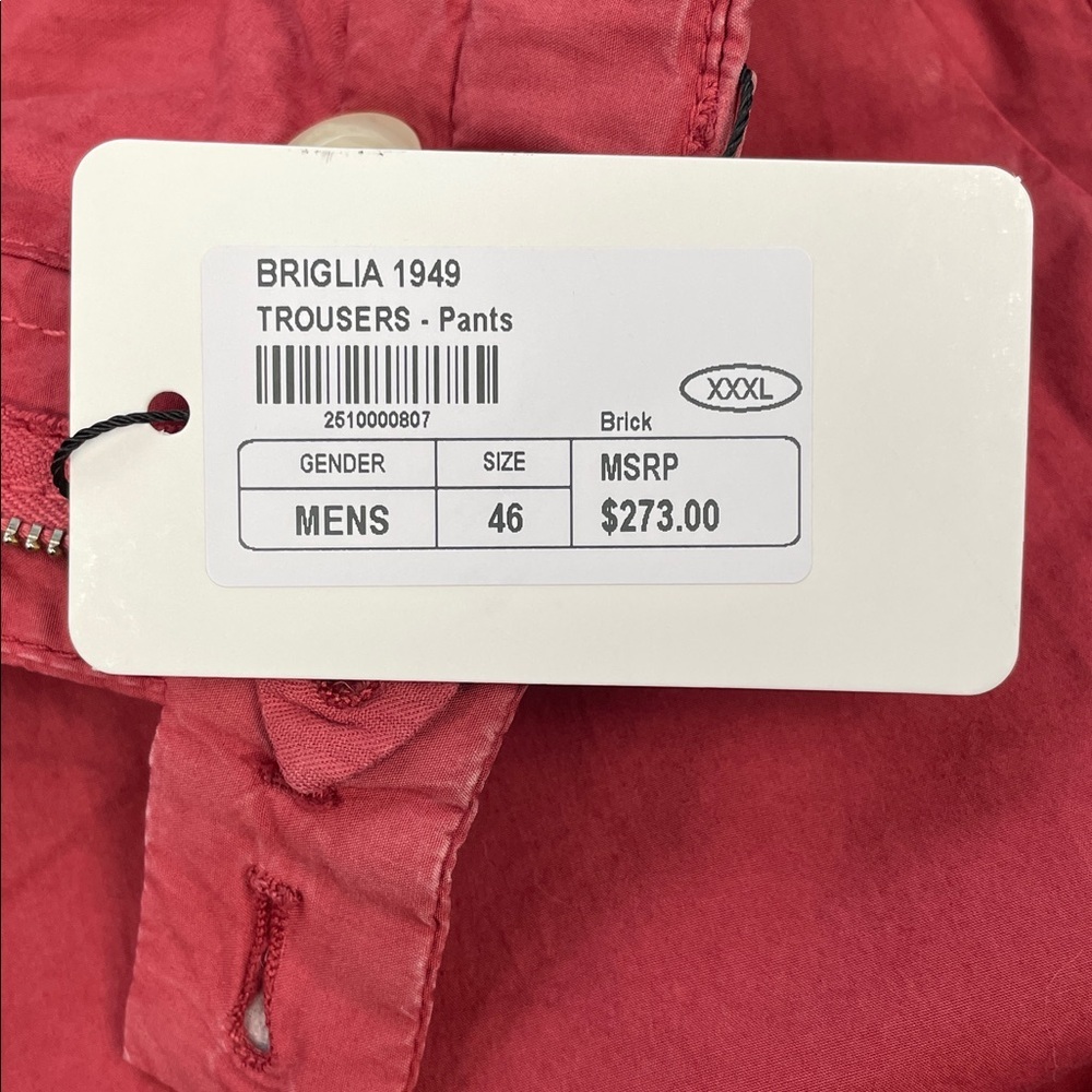 NWT Briglia 1949 Italian Tailored Chino Pants Faded Red Terracotta - Picture 10 of 16